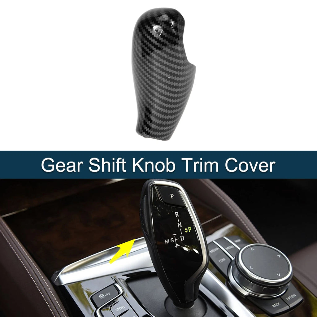ABS Gear Shift Knob Cover Decal for BMW 5 6 7 Series (Carbon Fiber, Black)