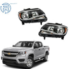 Headlights Set of 2 Clear for Chevy Colorado (2015–2022) Halogen