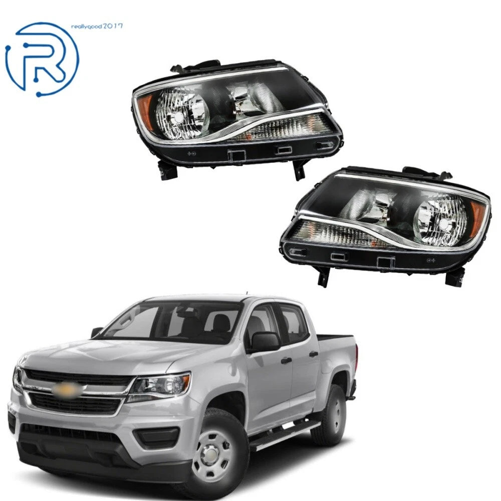 Headlights Set of 2 Clear for Chevy Colorado (2015–2022) Halogen