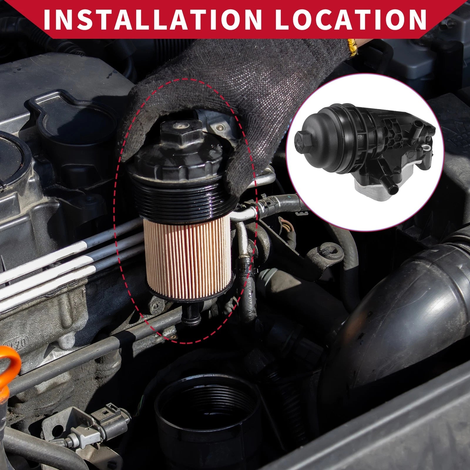 Oil Filter Housing with Seals for Mercedes-Benz CLA250 GLB250 (2019–2023) No.A2701800500