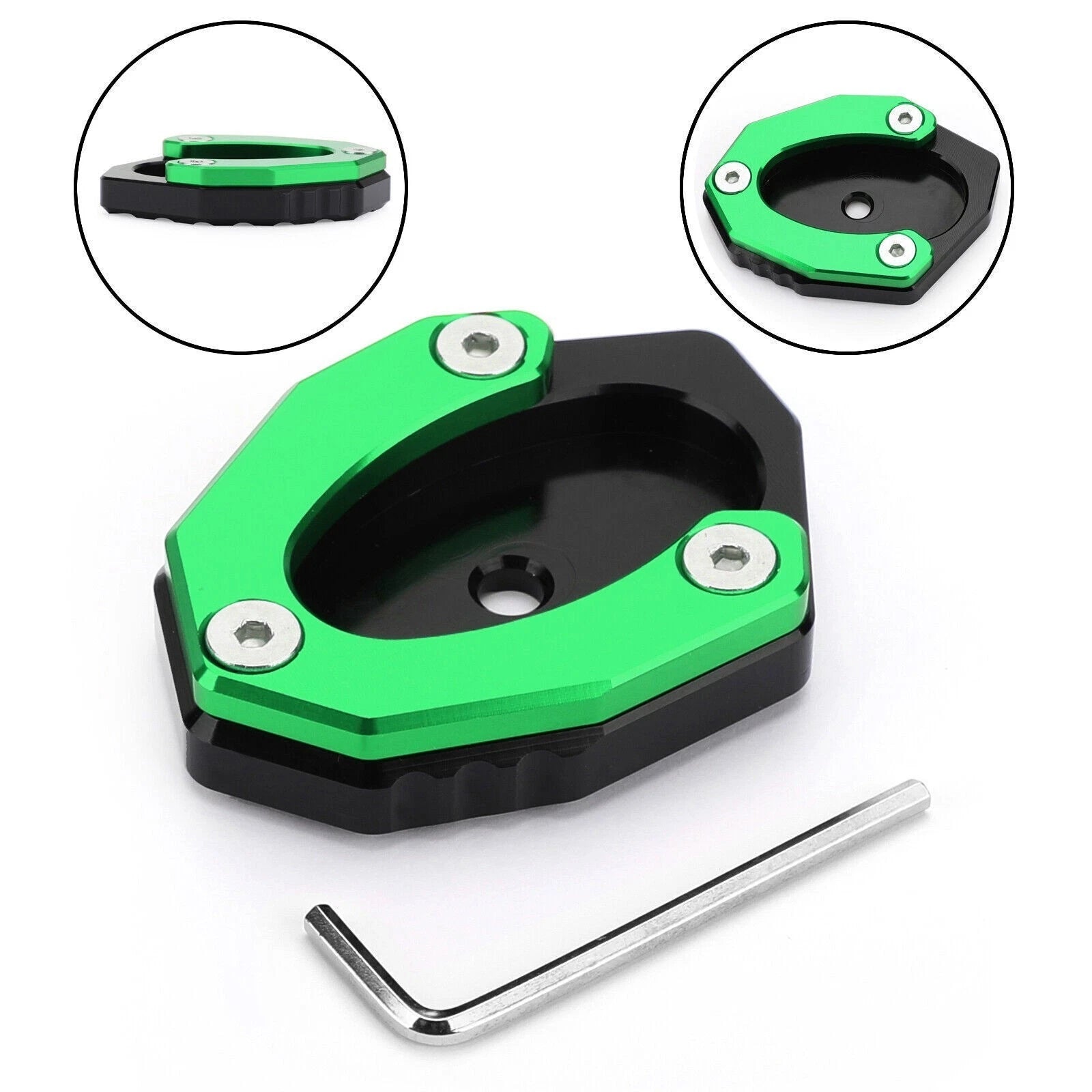 Kickstand Side Stand Plate Extension Pad for Kawasaki Z900 Z1000SX (2017–2019) Green