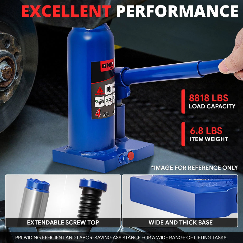 15" Hydraulic Bottle Jack for Automotive Repair (4 Tons)