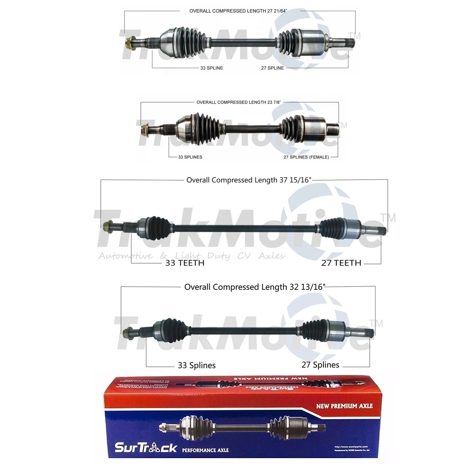 Set of 2 CV Axle Shafts for GMC Acadia Enclave Traverse (2007–2017)
