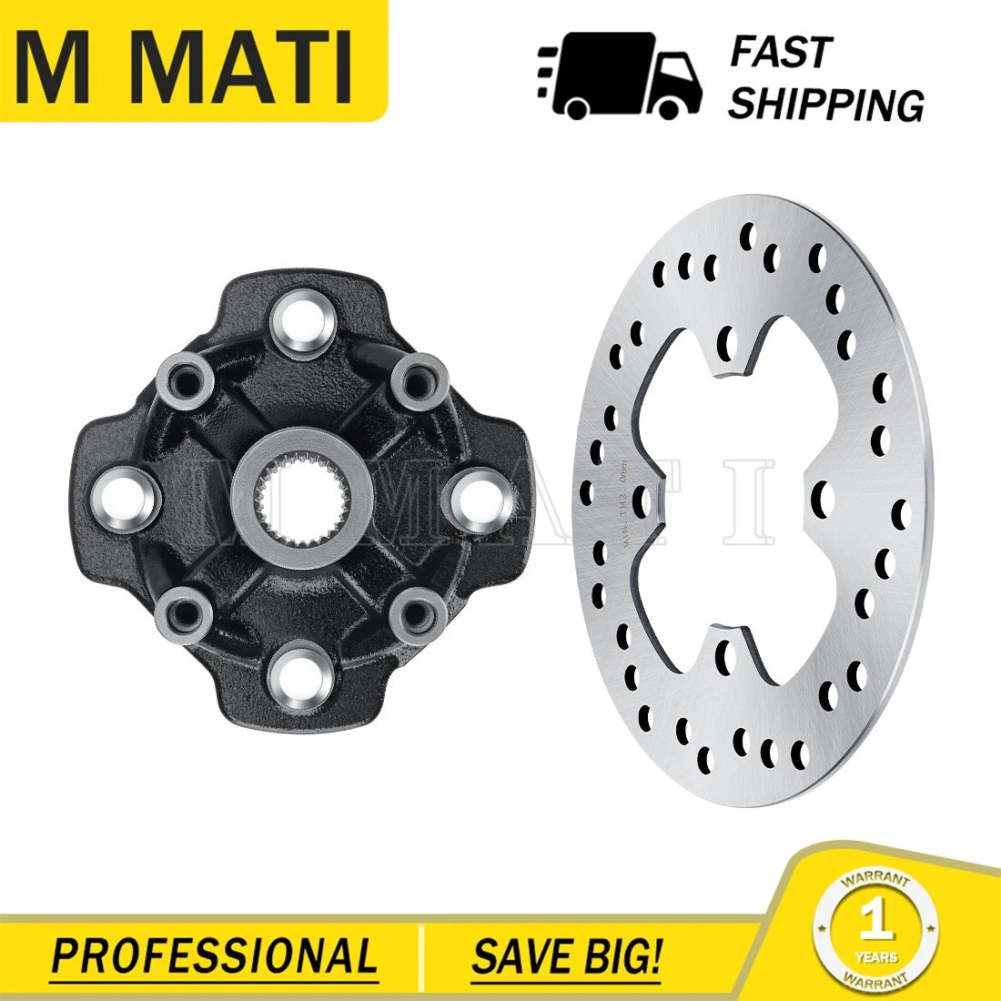 Front Wheel Hub & Disc Rotor for Honda Rancher 420 TRX420FA/FE/FM (2014–2024)