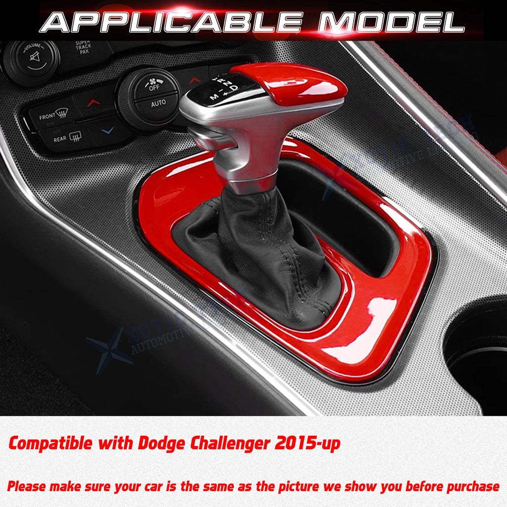 Glossy Red Gear Shift Trim Panel Cover for Dodge Challenger (2015-2024)