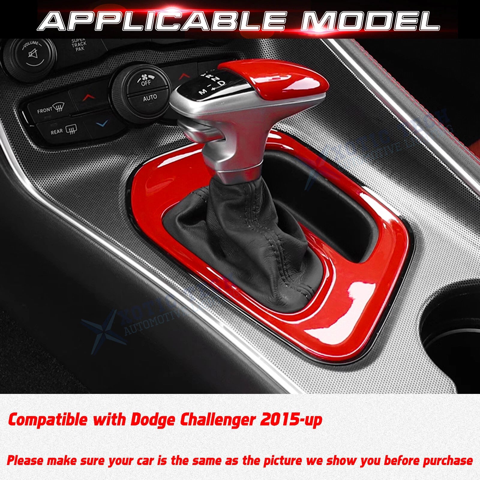Glossy Red Gear Shift Trim Panel Cover for Dodge Challenger (2015-2024)
