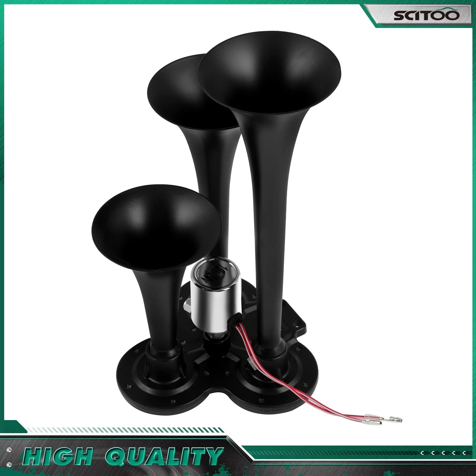 3 Trumpet Train Horn Kit for Truck Van Car Boat (Electric Air Horn 150db)