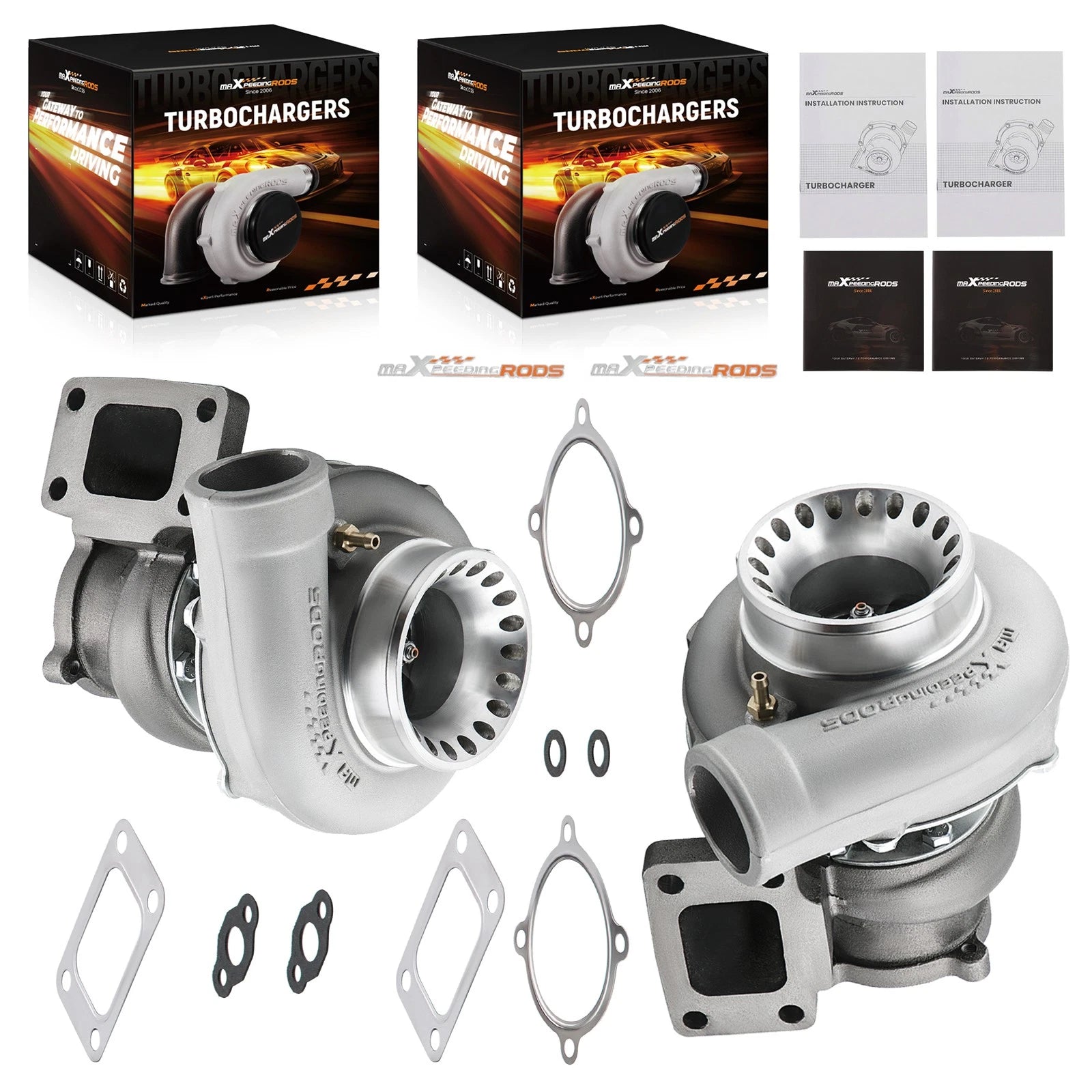 Pair GT35 GT3582 Turbocharger T3 AR.70/63 for Upgrade