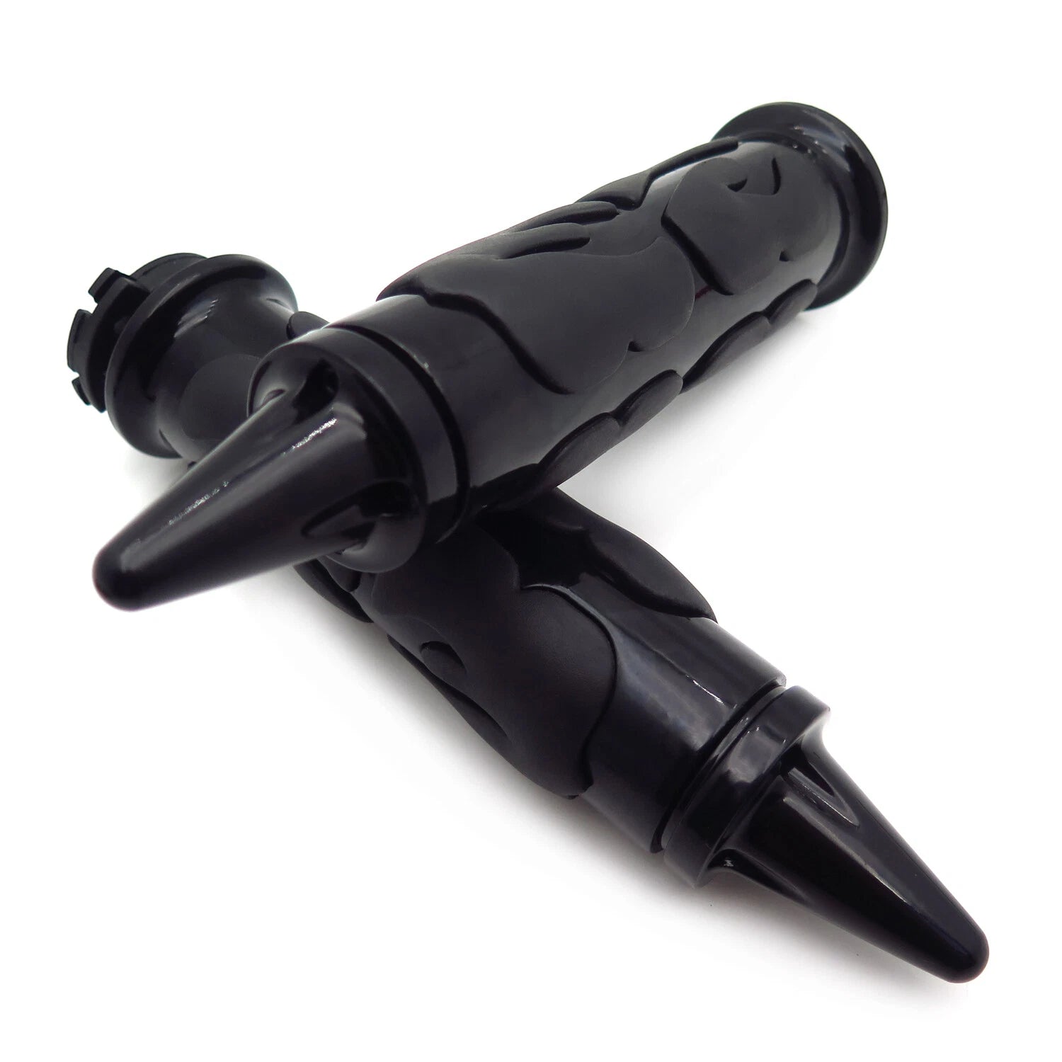 Black Flame Rubber Hand Grips 1" 25mm for Chopper/H-D/Suzuki/Kawasaki/Yamaha