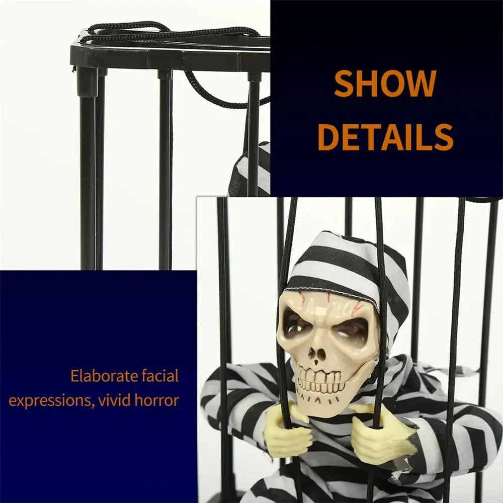 Light Up Eyes Skeleton Halloween Decoration with Sound for Home Decor