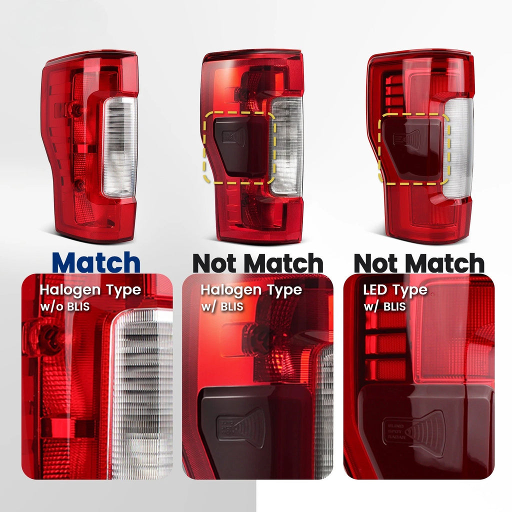 Halogen Tail Lights Pair for Ford F-250 Super Duty (2017–2019) W/O BSD