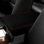 Console Lid Armrest Cover for Acura TSX (2009–2014) Carbon Fiber Red Stitch