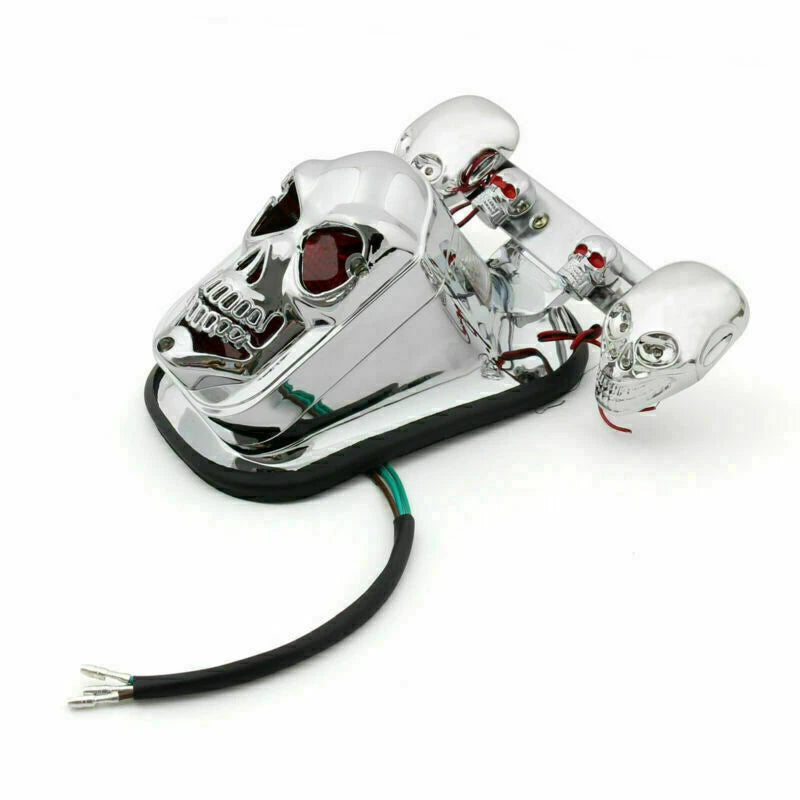 Chrome Motorcycle Skull Turn Signal Tail Light for Dyna (T9)