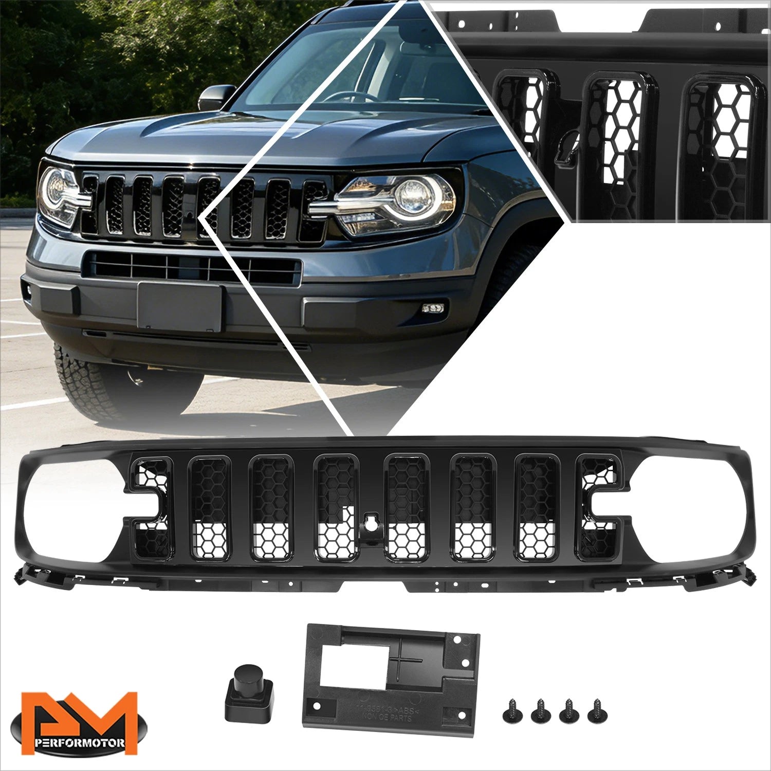 Honeycomb Mesh Front Bumper Grille Cover for Ford Bronco Sport (2021–2025)