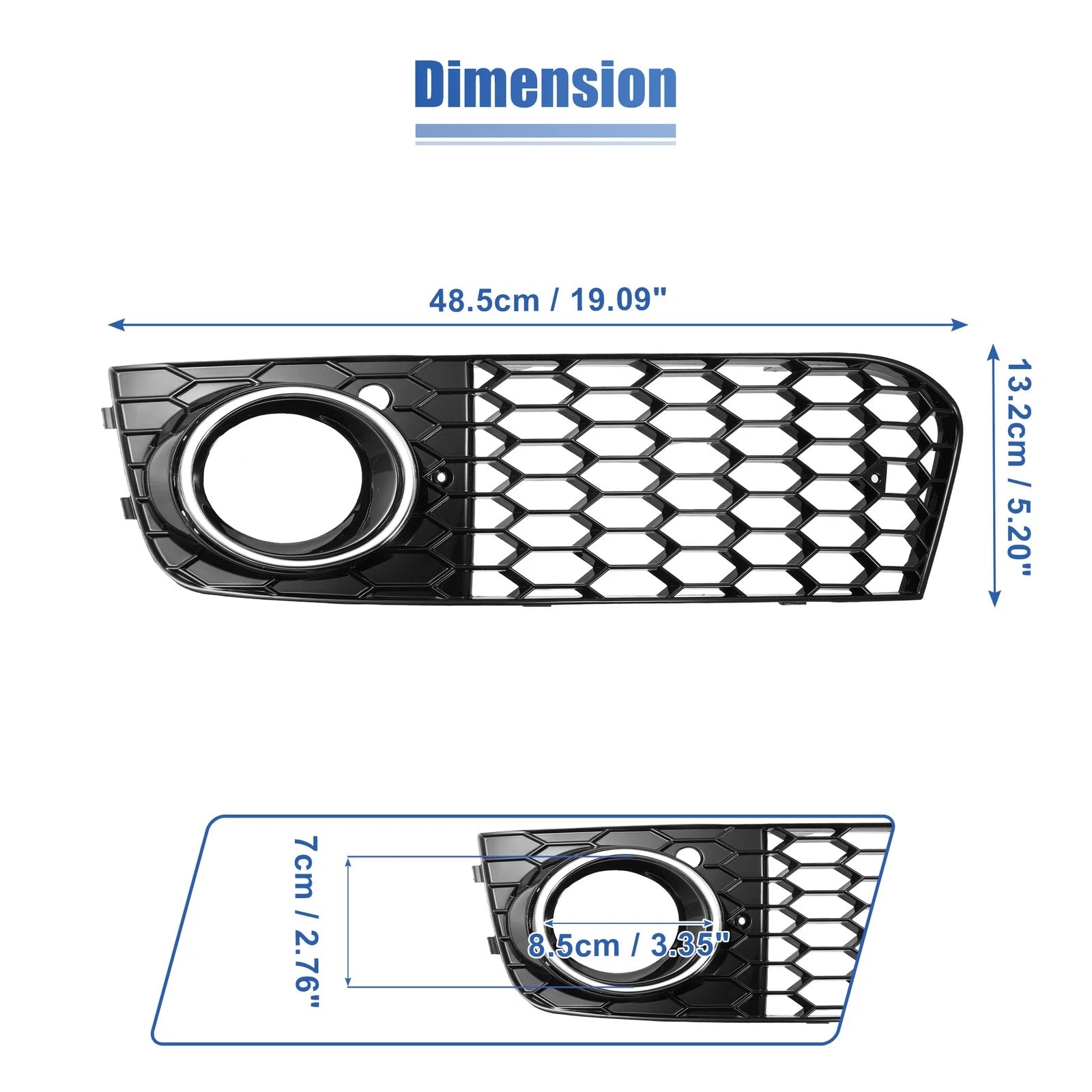 Pair Front Fog Light Mesh Grille Cover for Audi A4 B8 (2009–2011) 8KD807682 8KD807681