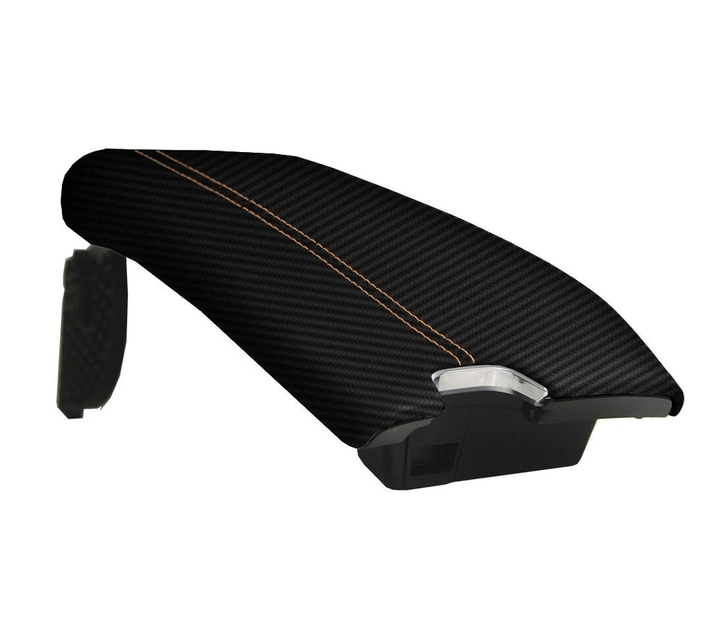 Console Armrest Cover for Toyota Avalon (2019–2020) PVC Carbon Orange Stitch