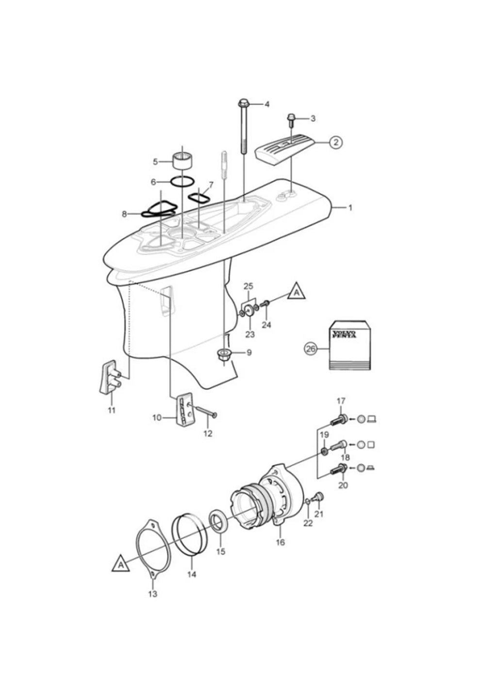 Lower Unit Seal Kit for Volvo Penta SX-A (Replaces 3888821, 23022)