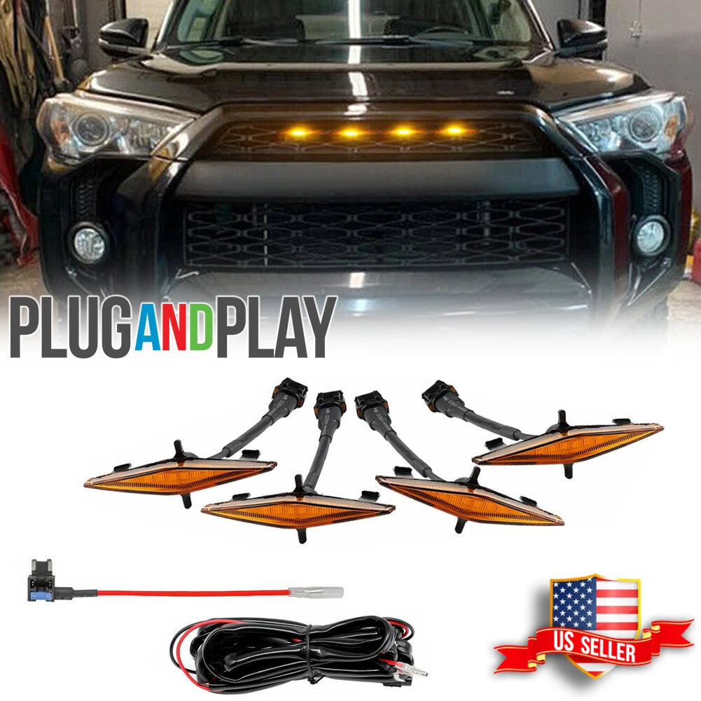 Set of 4 Amber LED Front Grille Lights for Toyota 4Runner (2014–2023)