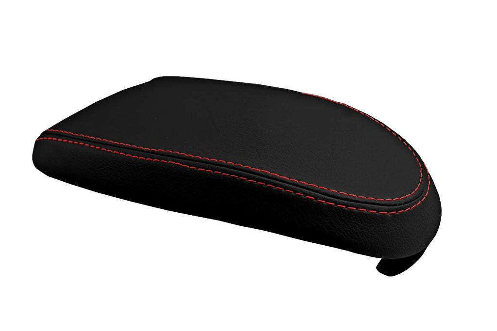 Console Lid Pull Over Cover for Ford Focus (2000–2007) Black Red Stitch