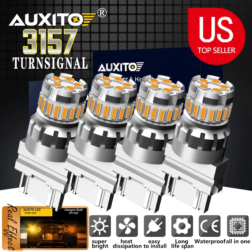2X 3157 LED Amber Yellow Turn Signal Bulb for Various Vehicles