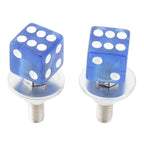2X Blue Dice License Plate Bolts for Motorcycle Bike