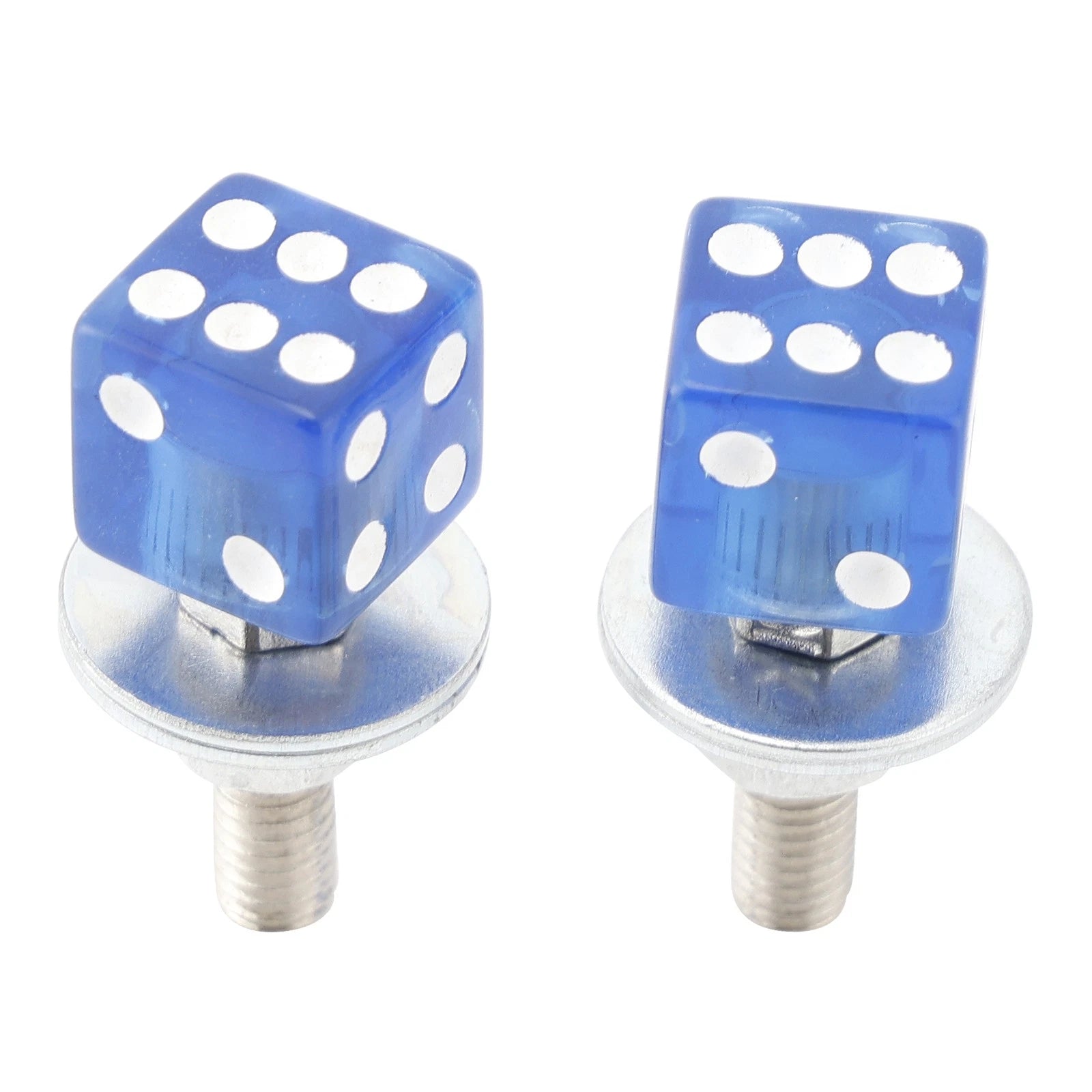 2X Blue Dice License Plate Bolts for Motorcycle Bike