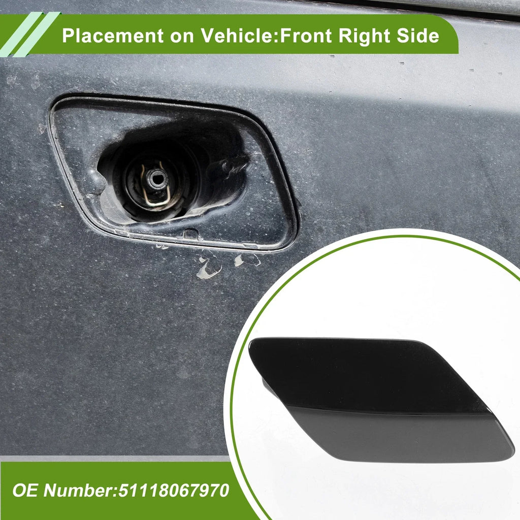 Front Right Washer Nozzle Cover Cap for BMW 320i (2013 - 2018) Black