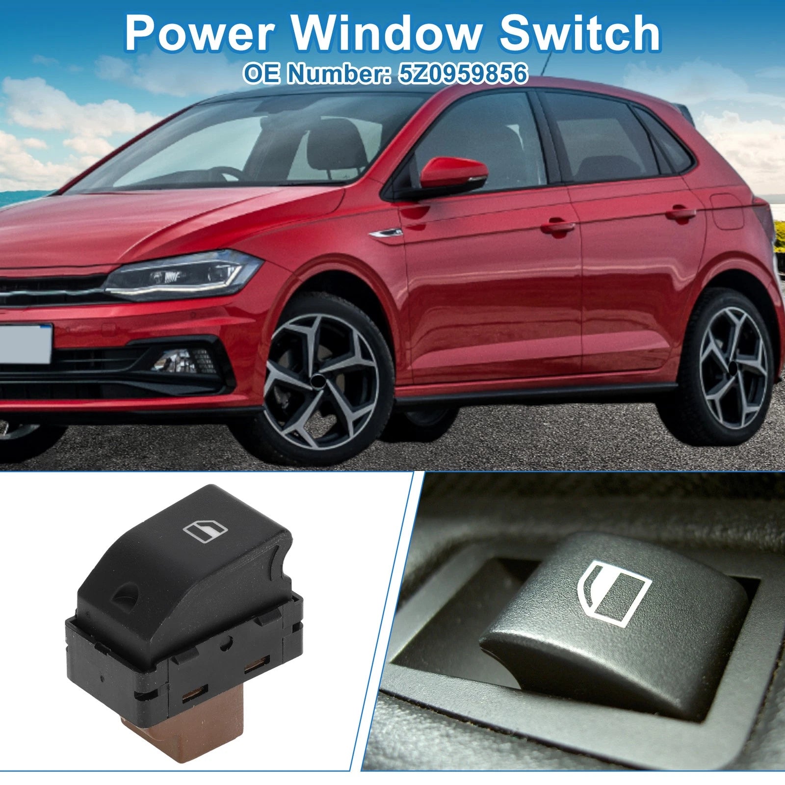 Rear Passenger Power Window Switch for Volkswagen Polo 9N (2002–2009) 5Z0959856