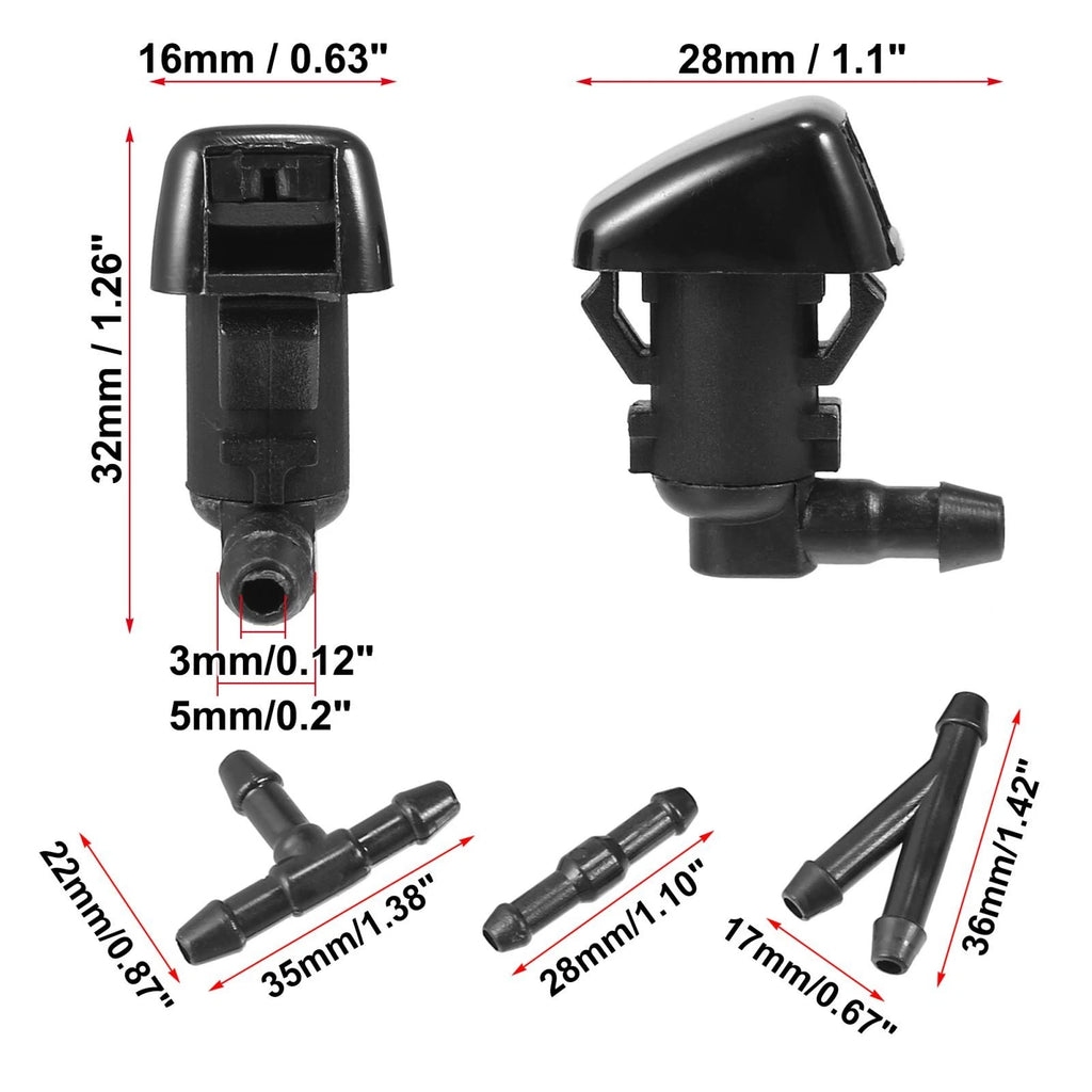 Set of 4 Front Windshield Washer Nozzles for Ford Focus (2000–2011) 8S4Z17603AA