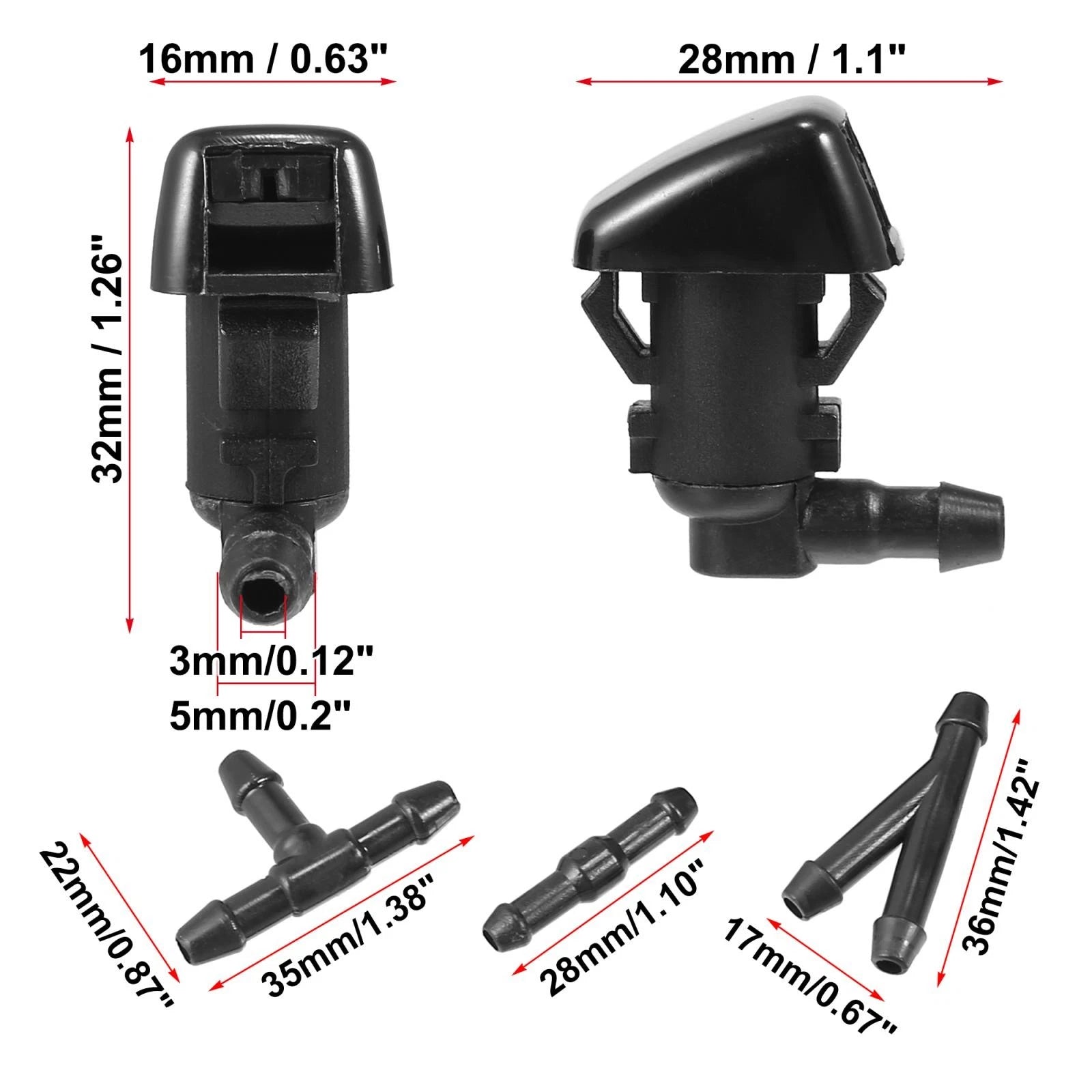 Set of 4 Front Windshield Washer Nozzles for Ford Focus (2000–2011) 8S4Z17603AA