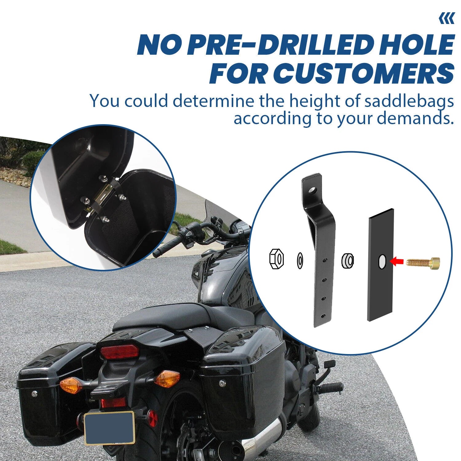 Black Hard Saddle Bags for Harley Softail, Yamaha XV SR
