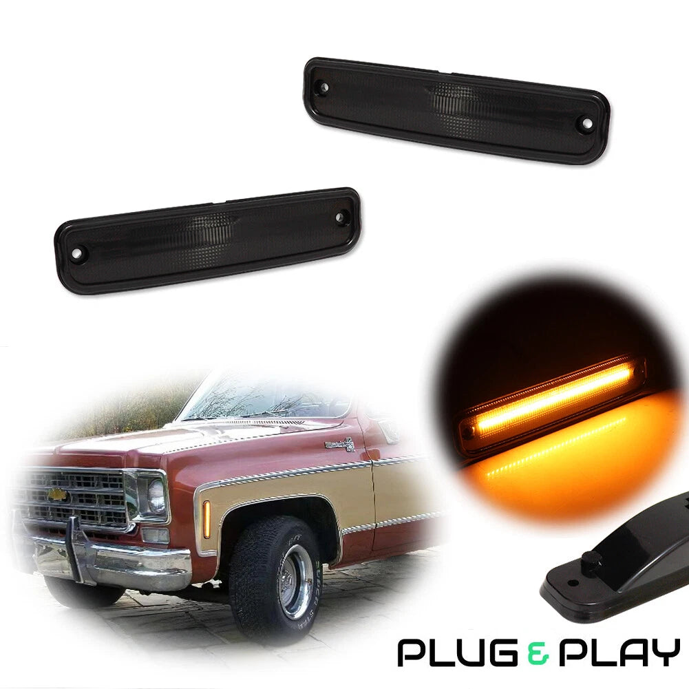 2X Smoked Amber LED Side Marker Lights for GMC Jimmy (1973–1980)