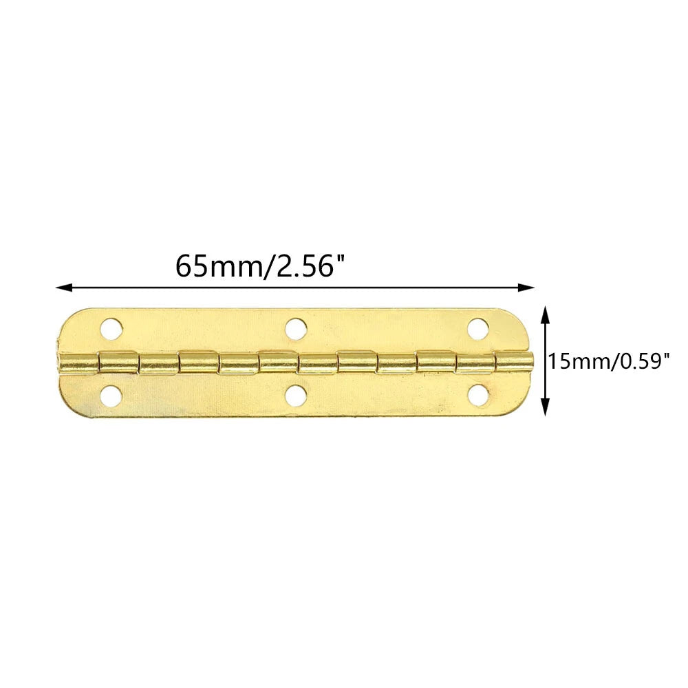 6Pcs Gold Hinges for Wooden Box Toolbox Wine Chest (65mm x 15mm)