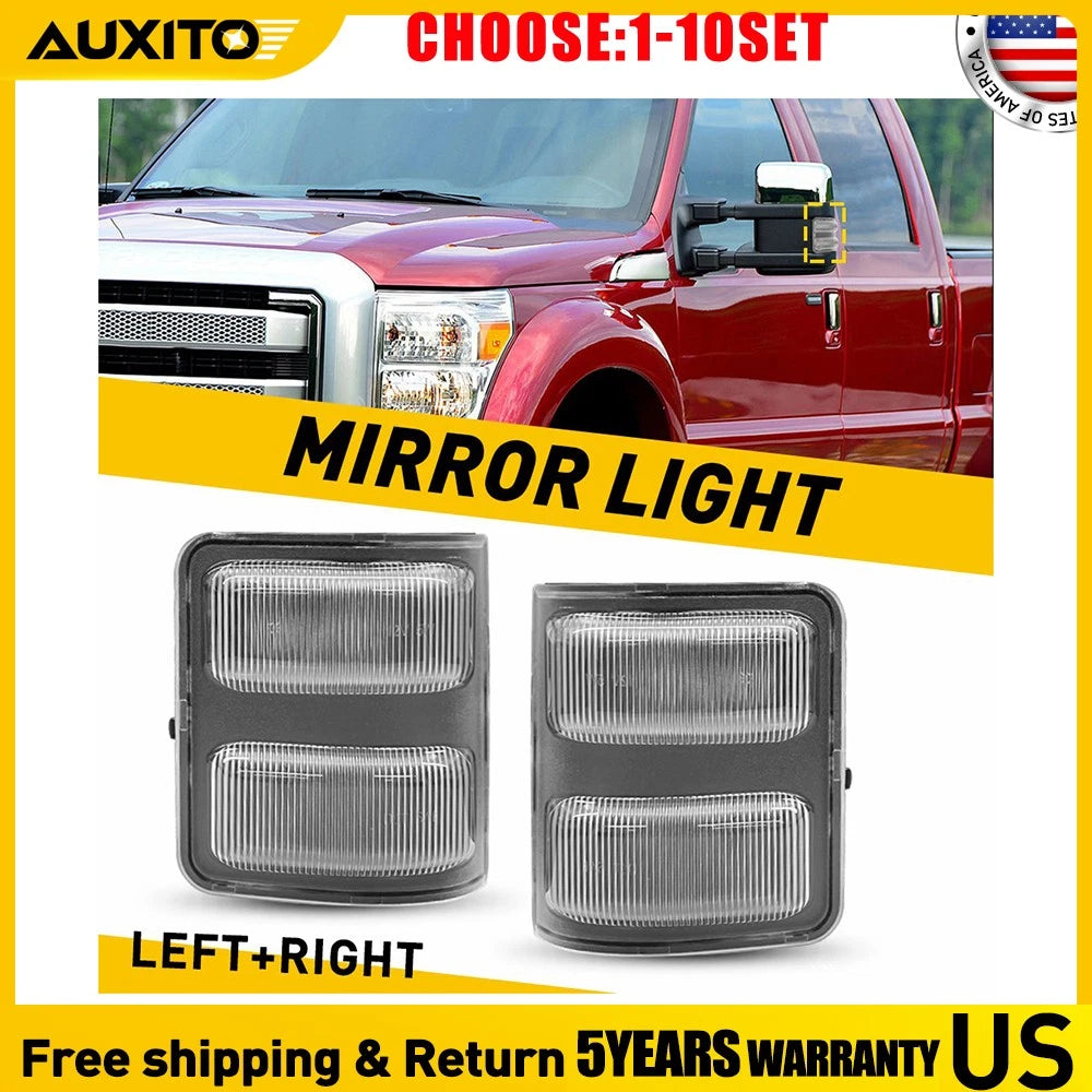 Set of 2 Clear Lens Side Mirror Marker Lights for Ford F250 F350 F450 F550 (2008–2016)