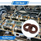 Set of 2 Oil Seal Rotary Shaft Seal FKM Rubber 16x26x7mm