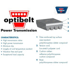 Optibelt Engine Drive Belt Multi V Ribbed Flat Fan Belt