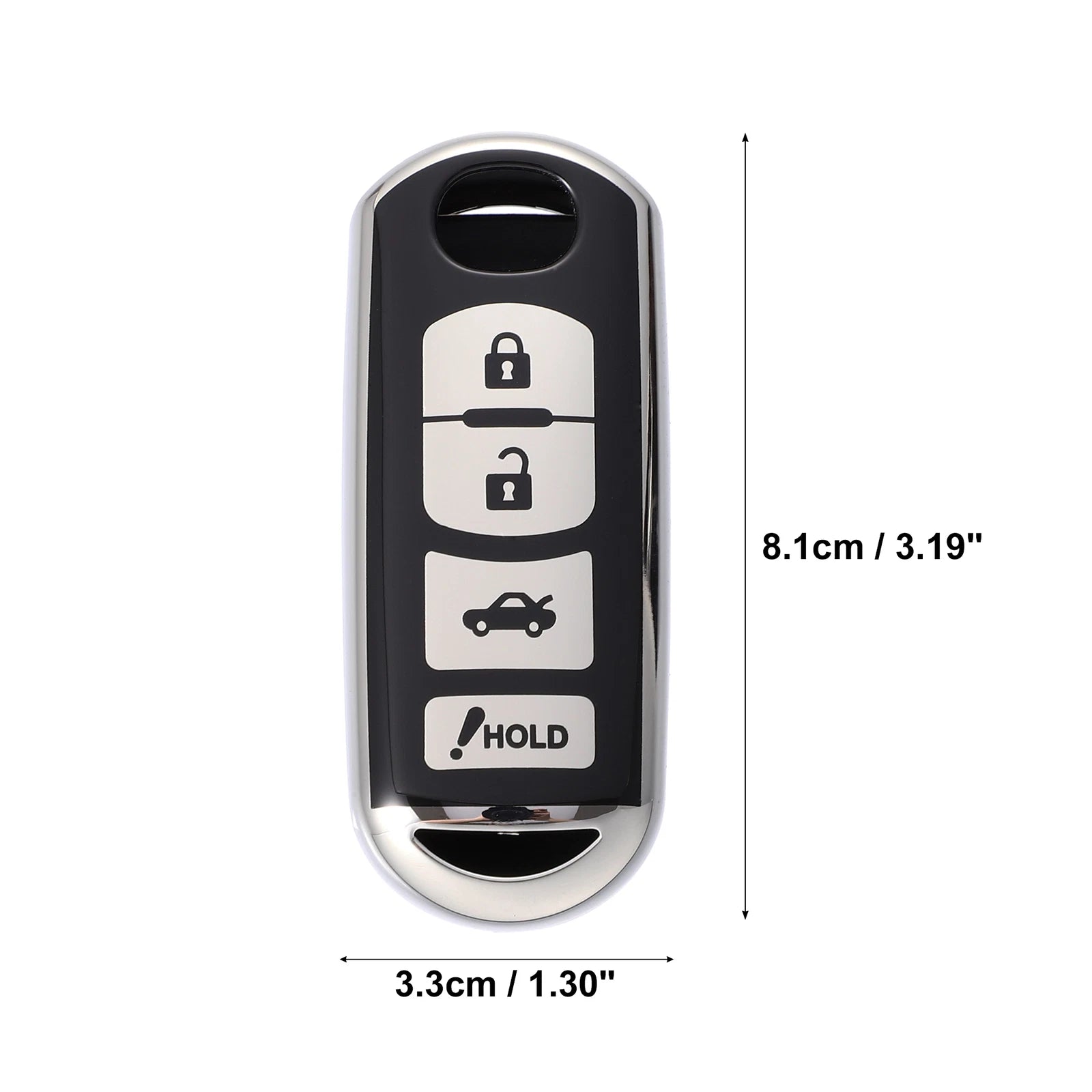TPU Key Fob Cover Case for Mazda 3 (2014–2022) Silver Tone