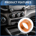 Set of 5 AC Media Volume Switch Knob Cover Rings for Dodge RAM (2018–2022) Orange