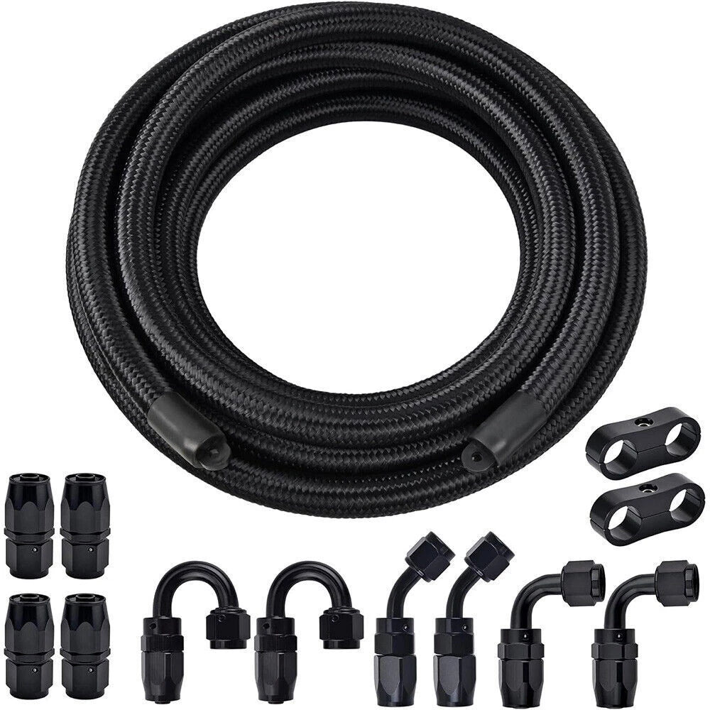 10FT 8AN Braided Nylon Fuel Line Kit with AN8 Fittings