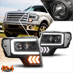 LED Projector Headlights for Ford F150 (2009–2014) - Black/Clear