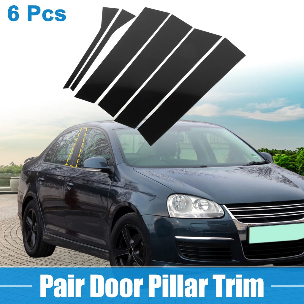 6Pcs Windshield B Pillar Trim for VW Jetta (2006–2010) Black