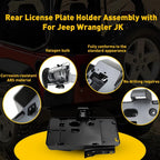 Rear License Plate Holder with Light for Jeep Wrangler JK (2007–2018)