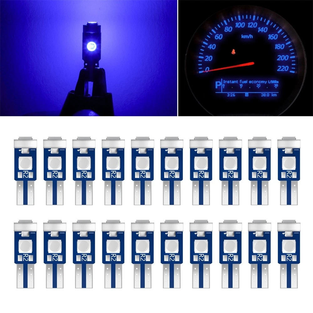 20pcs T5 Blue 3030 LED Bulbs for Speedometer Gauge Cluster (Universal)