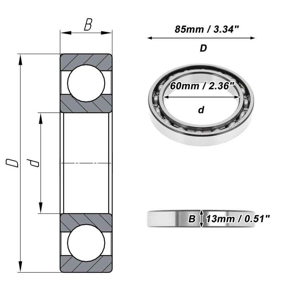 Deep Groove Ball Bearing 60x85x13mm for Scooter Skateboard (P5)