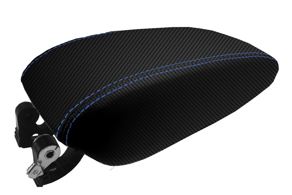 Console Lid Armrest Cover for Chevrolet Cruze (2016–2018) Carbon Fiber Blue Stitch
