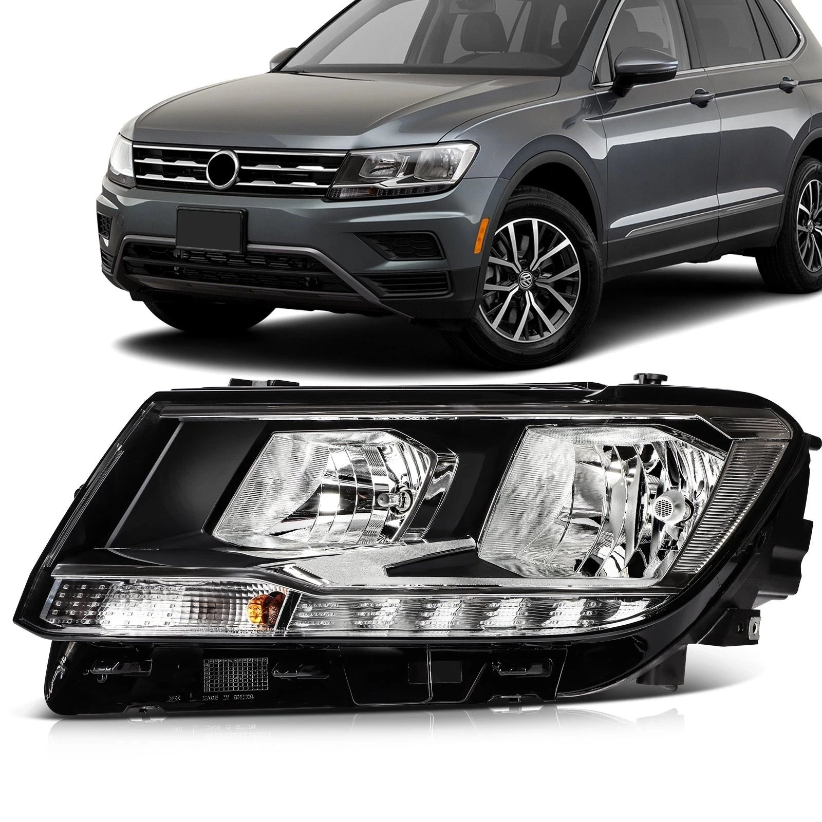 LED Headlight for Volkswagen Tiguan (2018–2021) - Driver Side, Black