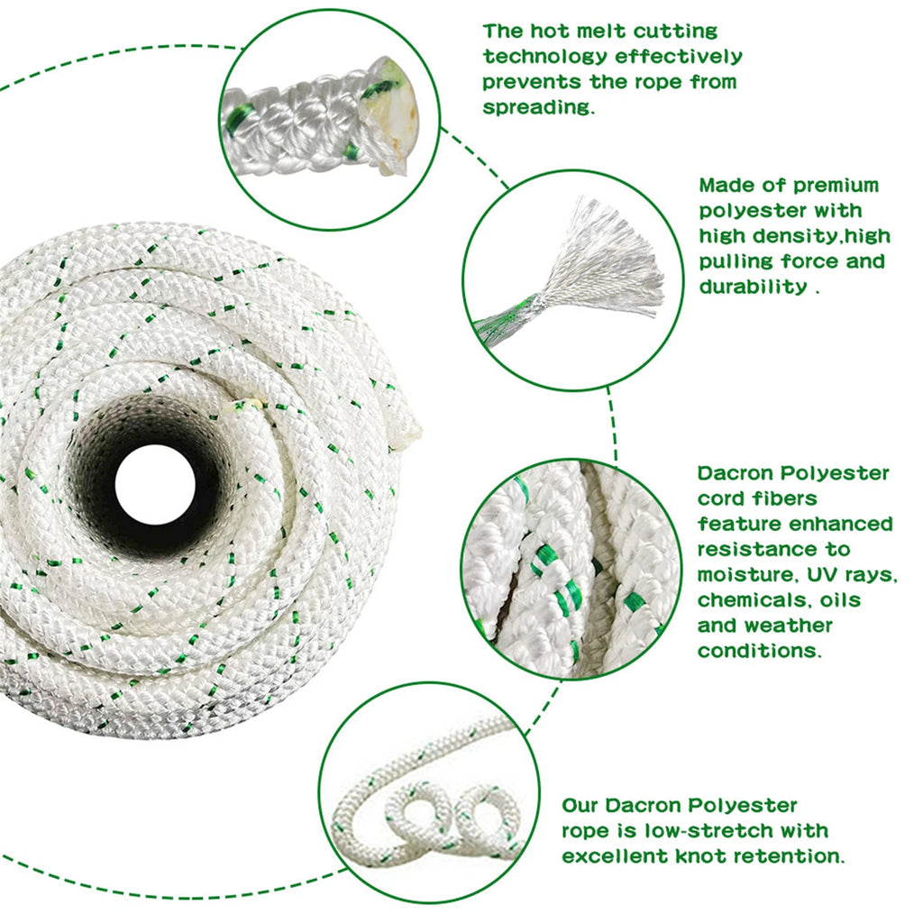 3/8" Double Braid Polyester Bull Rope for Various Applications (100')