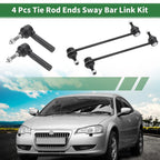 Set of 4 Front Outer Tie Rod Ends & Sway Bar Link for Chrysler Sebring (2007–2008)