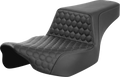 SADDLEMEN Step-Up Seat for Harley FL (Extended Reach, Honeycomb, Gray Stitch)