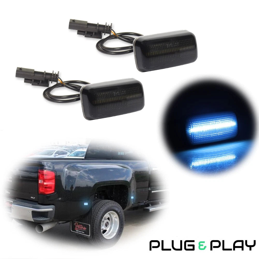2X Ice Blue LED Side Marker Lights for Chevy Silverado GMC Sierra 3500HD